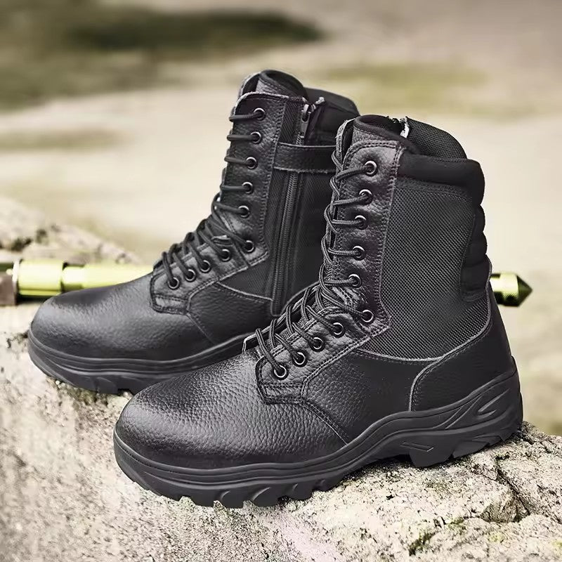 Men Outdoor Safety Shoes Puncture-proof Tanned Cowhide Combat Tactical Boots And Black Martin Boots