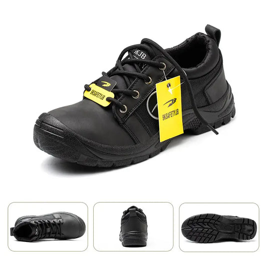 Cowhide breathable waterproof labor protection shoes steel safety shoes anti-smashing safety Protective boots for men