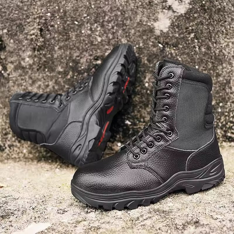 Men Outdoor Safety Shoes Puncture-proof Tanned Cowhide Combat Tactical Boots And Black Martin Boots