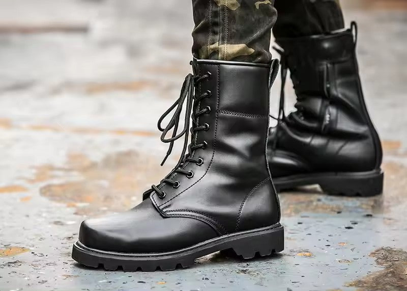 Waterproof Anti-slip Rubber Patent Leather ZIP Mesh Lace-up Leather boots Outdoor boots