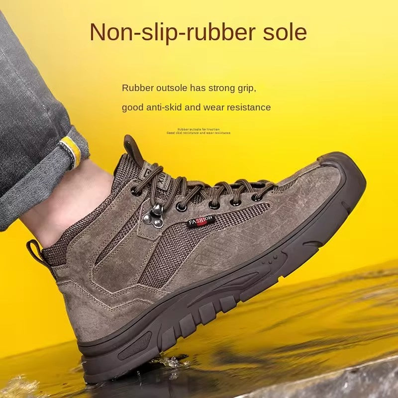 Men's Water-resistant Work Boots Lightweight Tactical Boots Non-slip Hiking Shoes For Men