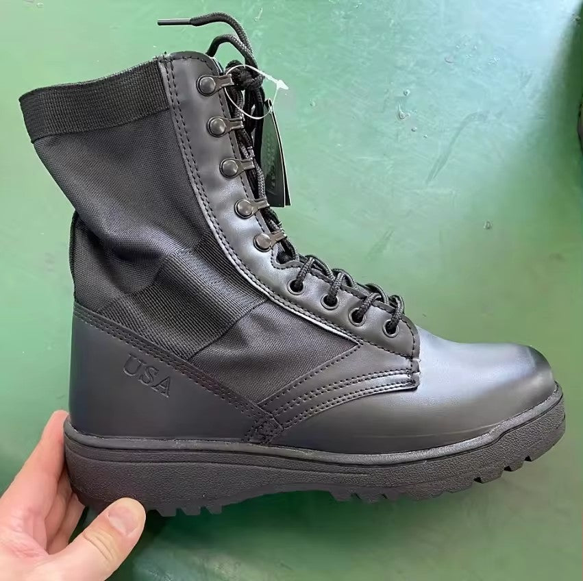 Outdoor Training Real Natural Leather Strong Fighting Boots Anti-abrasion Pu+rubber Outsole Tactical Combat Boots