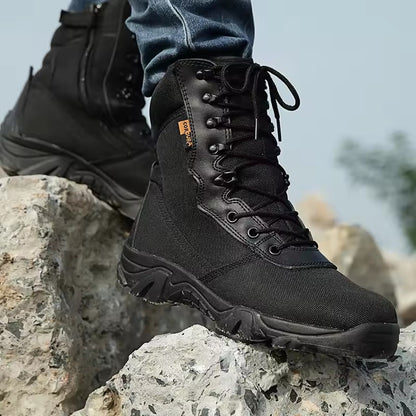 Men Outdoor Safety Shoes Puncture-proof Nail Soles Tanned Cowhide Combat Tactical Boots And Black Martin Boots